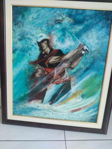 Schilderij van golfer beschikbaar voor biedingen