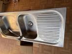 INOX DUBBELE GOOTSTEEN, Huis en Inrichting, Ophalen, Gebruikt, 25 tot 50 cm, 100 tot 150 cm