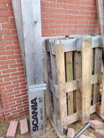 3 europaletten en 2 stootranden, Doe-het-zelf en Bouw, Hout en Planken, Ophalen, Gebruikt