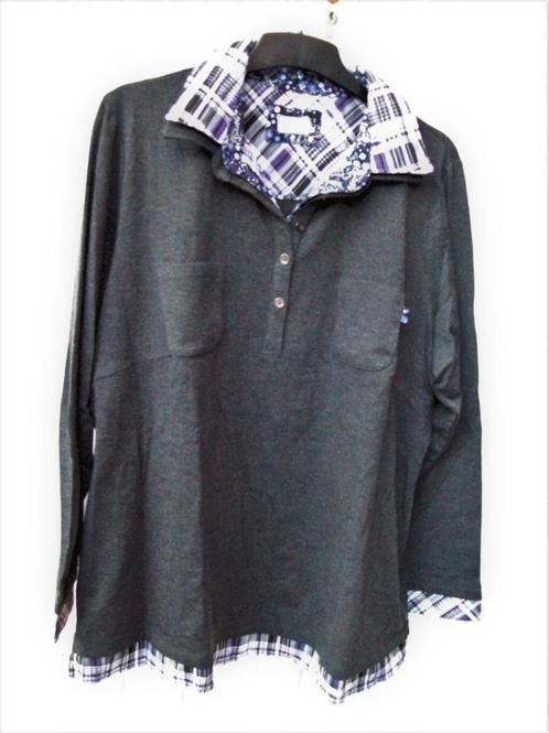 Pull/pull/chemise/pull gris à col violet à carreaux XL, Vêtements | Femmes, Grandes tailles, Neuf, Pull ou Veste, Gris, Enlèvement ou Envoi