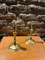 Set messing kandelaars – zeshoekige voet, Antiek en Kunst, Ophalen of Verzenden