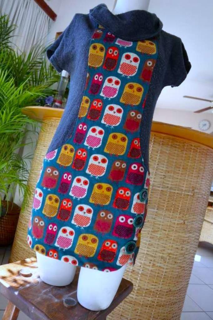 vintage dressing uilen jurk 1999, Kleding | Dames, Jurken, Gedragen, Maat 38/40 (M), Overige kleuren, Boven de knie, Ophalen of Verzenden