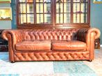 Stoere Chesterfield zetel vintage cognac GRATIS GELEVERD, Huis en Inrichting, Ophalen of Verzenden, Zo goed als nieuw, Leer