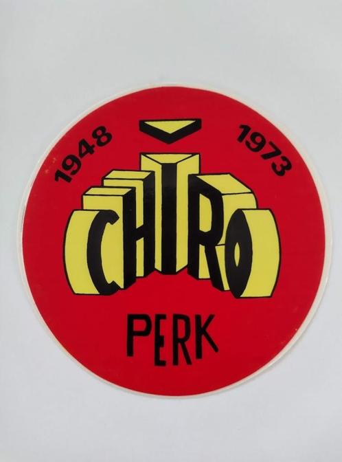 Autocollant rond vintage - Chiro Perk - 1948-1973, Collections, Autocollants, Comme neuf, Société ou Association, Enlèvement ou Envoi