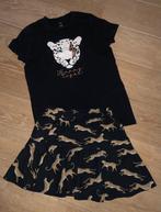 Zwarte tshirt met tijger en broekrokje (146-152), Kinderen en Baby's, Kinderkleding | Maat 152, Meisje, WE, Ophalen of Verzenden