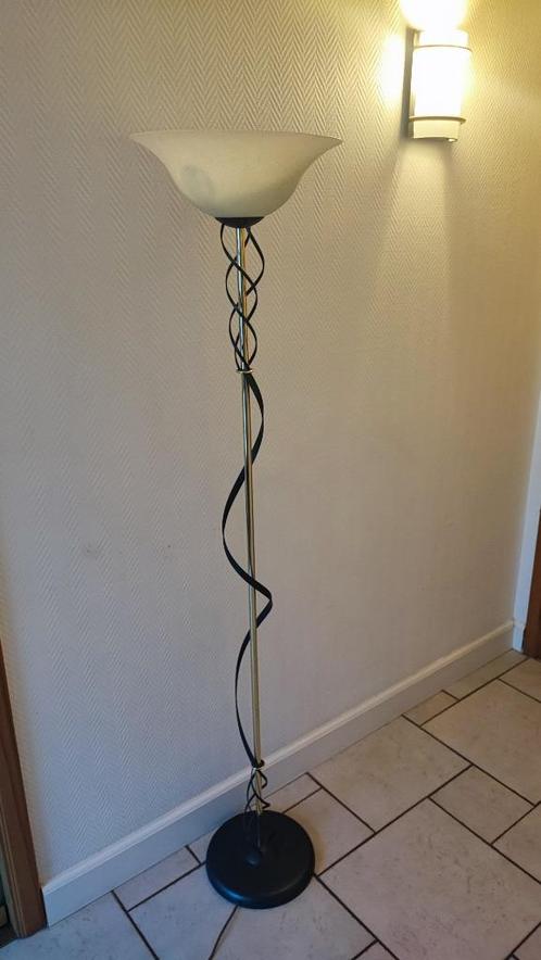 Vloerlamp staanlamp masive, goud en groen vintage, Huis en Inrichting, Lampen | Vloerlampen, Gebruikt, Ophalen of Verzenden