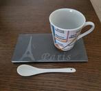 Set van 4 koffiekopjes met lepeltje en leisteen onderbord, Huis en Inrichting, Ophalen, Nieuw