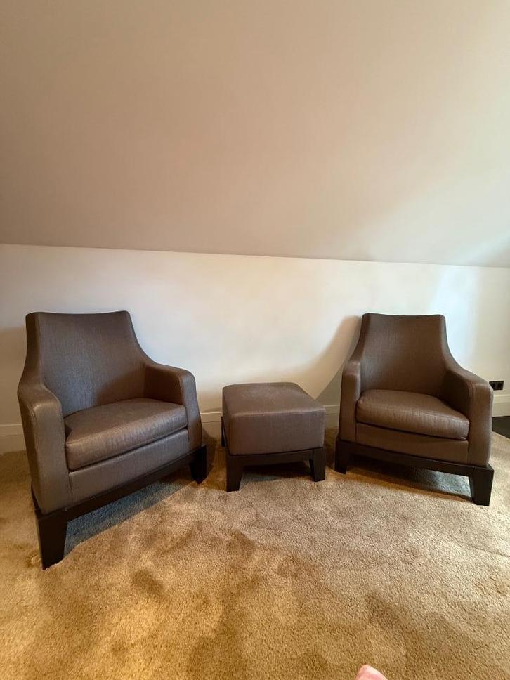 Zeteltjes + pouf Promemoria, Huis en Inrichting, Zetels | Zetels en Chaises Longues, Gebruikt, Eenpersoons, Minder dan 150 cm