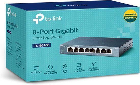 Nieuwe TP-LINK TL-SG108 - Switch, Computers en Software, Netwerk switches, Nieuw, Ophalen of Verzenden