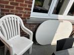 Tuintafel en 4 stoelen, Tuin en Terras, Ophalen, Gebruikt, Ovaal, Plastic