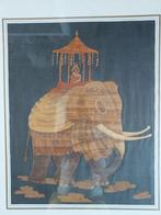 kader met olifant met fijn hout gemaakt, Overige materialen, Minder dan 50 cm, Zo goed als nieuw, 50 tot 75 cm