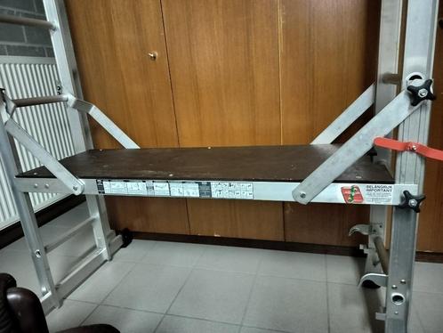 ALU werksteiger (verplaatsbare stelling/dubbele ladder), Doe-het-zelf en Bouw, Ladders en Trappen, Zo goed als nieuw, Ladder, Minder dan 2 meter