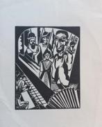 Poesje Antwerpen ca 1930 linosnede anoniem Masereel, Ophalen of Verzenden