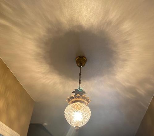 Antieke hanglamp in glas & messing – barokstijl – 70 cm lang, Antiek en Kunst, Antiek | Verlichting, Ophalen
