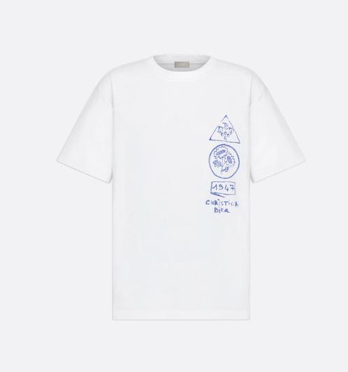 T-shirt DIOR AND HYLTON NEL, coupe relax, Kleding | Heren, T-shirts, Zo goed als nieuw, Maat 52/54 (L), Wit, Ophalen of Verzenden