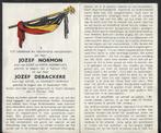 Bidprentje JOZEF NORMAN en JOZEF DEBACKERE - oorlog, Verzamelen, Bidprentjes en Rouwkaarten, Ophalen of Verzenden, Bidprentje