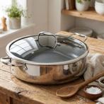 Poêle sauteuse HexClad hybride 6,6 L avec couvercle, Inox, Enlèvement ou Envoi, Comme neuf, Poêle à frire ou Sauteuse