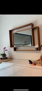 Design spiegel in massief walnoot – unieke eyecatcher, Huis en Inrichting, Woonaccessoires | Spiegels, Ophalen, Zo goed als nieuw