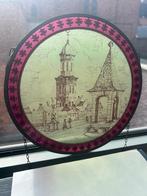Antiek cirkelvormig glasraampje St.Laurentiuskerk Lokeren, Antiek en Kunst, Ophalen of Verzenden
