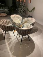 Eettafel 4 personen inclusief stoelen, Huis en Inrichting, Tafels | Eettafels, Ophalen, Gebruikt, Rond, Glas