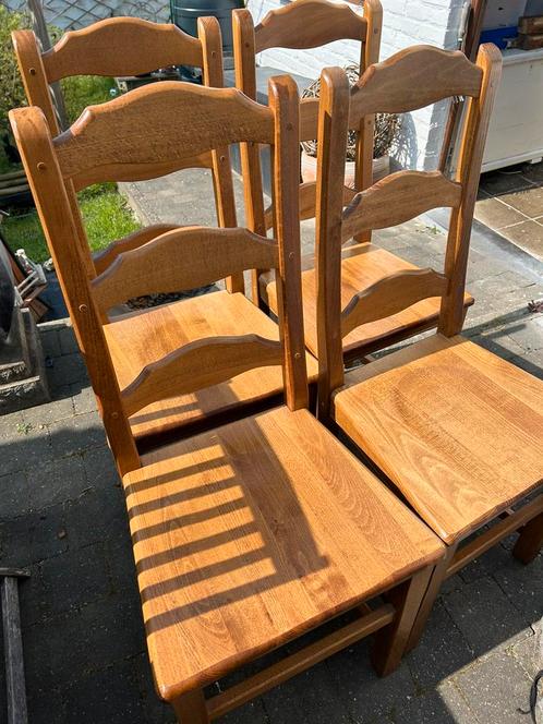 4 superbes chaises bois massif de createur ebeniste, Huis en Inrichting, Stoelen, Zo goed als nieuw, Vier, Hout, Overige kleuren