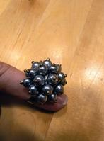 Prachtige vintage ring met grijze parelstructuur, Handtassen en Accessoires, Ringen, Ophalen of Verzenden, Zo goed als nieuw