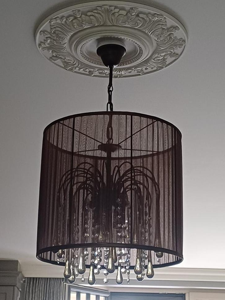 Kroonluster, Huis en Inrichting, Lampen | Kroonluchters, Zo goed als nieuw, Glas, Stof, Ophalen