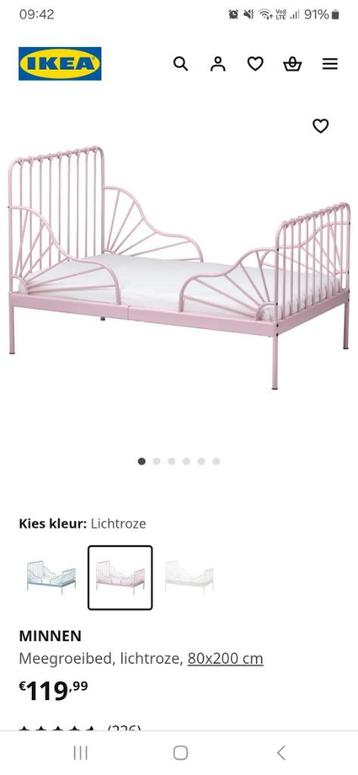 Meegroei kinderbed roze, Kinderen en Baby's, Kinderkamer | Bedden, Ophalen, Zo goed als nieuw, Matras