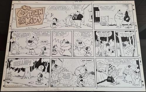 The captain and the kids, R. Dirks, originele pagina, 1963, Boeken, Stripverhalen, Gelezen, Ophalen of Verzenden