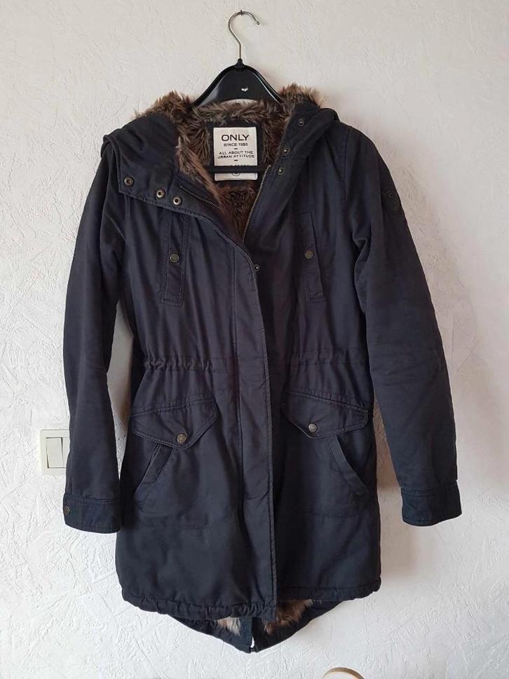 Veste ONLY hiver femme bleu foncé taille S, Kleding | Dames, Jassen | Winter, Zo goed als nieuw, Maat 36 (S), Blauw, Ophalen of Verzenden