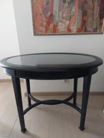 Zwarte bijzettafel met glazen blad - Art Deco stijl, Ophalen, Gebruikt, 55 tot 75 cm, Art Deco