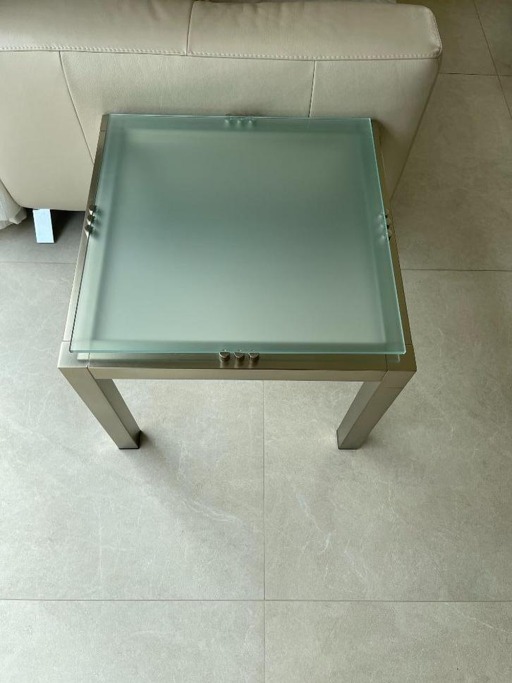 Set van glazen salontafel met bijzettafel, Huis en Inrichting, Tafels | Salontafels, Zo goed als nieuw, Glas, Ophalen