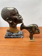2 têtes africaines en bronze de style Haggenauer, Enlèvement ou Envoi