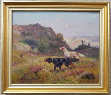 Schitterend schilderij uit de 19e eeuw - Jachthonden - Eugèn beschikbaar voor biedingen