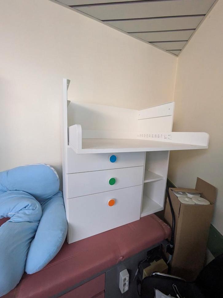 Witte verschoontafel met 3 laden & open opbergvakken, Kinderen en Baby's, Kinderkamer | Stapelbedden en Hoogslapers, Ophalen