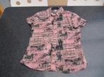 bloesje blouse nieuw , roze met print medium, korte mouw, Nieuw, Maat 38/40 (M), Ophalen of Verzenden, Roze