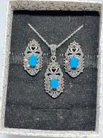 Zilveren setje met turkoois ( oorbellen en hanger), Handtassen en Accessoires, Oorbellen, Blauw, Nieuw, Ophalen of Verzenden, Met edelsteen