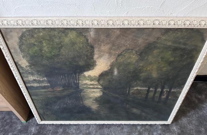 romantisch landschapsschilderij van Theo Idzerda, Antiquités & Art, Art | Peinture | Classique, Enlèvement