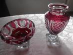 2 vases Val Saint-Lambert mauve  + signé, Ophalen