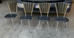 4 chaises vintage en simili cuir noir, Quatre, Noir, Autres matériaux, Enlèvement