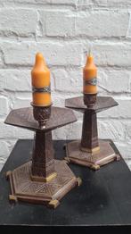 Art Deco set bronzen kandelaars, geometrisch, 1920/30, Ophalen of Verzenden