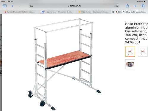 Steiger Hailo Variostep (stelling), Doe-het-zelf en Bouw, Steigers, Gebruikt, Rolsteiger of Kamersteiger, 2 tot 5 meter, Ophalen