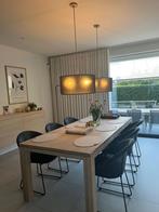 Eiken tafel + 6 zwarte stoelen, Huis en Inrichting, Tafels | Eettafels, Ophalen, Gebruikt, Eikenhout, 200 cm of meer