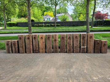 Diverse houten meerpalen zuilen dukdalfen met ijzeren ring beschikbaar voor biedingen