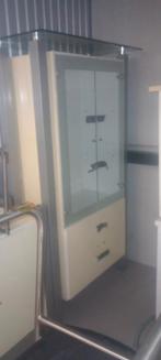 Vitrinekast gebroken wit hoogglans met verlichting, Huis en Inrichting, Ophalen, Gebruikt