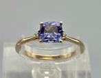 Gouden Vintage ring edelsteen tanzaniet en diamant. 2025/653, 18 tot 19, Verzenden, Paars, Zo goed als nieuw
