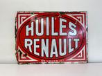 Plaque publicitaire émaillée huiles RENAULT, Antiquités & Art, Enlèvement ou Envoi