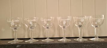 6 Westmalle Trappist Glazen - Oud  (witte bedrukking) beschikbaar voor biedingen