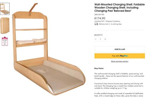 Wandcommode, inklapbare houten aankleedplank met opberging, Kinderen en Baby's, Kinderkamer | Commodes en Kasten, Commode, Ophalen of Verzenden