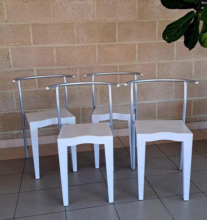 Dr Glob Philippe Starck 2x set van 4 stoelen, Huis en Inrichting, Stoelen, Gebruikt, Vier, Kunststof, Wit, Ophalen